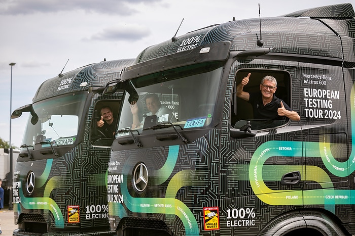 Über 15.000 vollelektrisch gefahrene Kilometer: Mercedes-Benz eActros 600 Test-Tour durch Europa erfolgreich beendet More than 15,000 kilometers traveled all-electric: Mercedes-Benz eActros 600 testing tour throughout Europe completed successfully